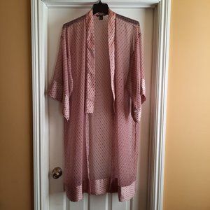Victoria’s Secret Sheer  Dusty Rose Pink Diamond Pattern Kimono Robe  Si…